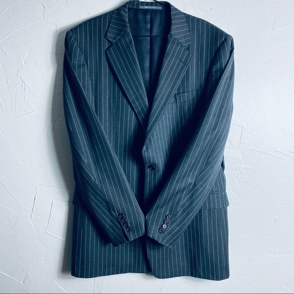 Hickey Freeman Gray Stripe Mens Blazer, 44